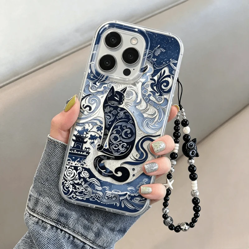 Xiaomi Poco X6 - Casing Desain Kucing Totem Biru Untuk